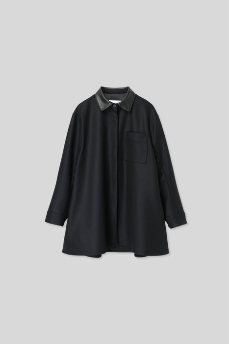 Light Wool Shirt Coat_Walnut Black