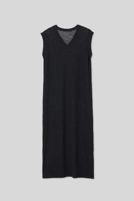 Fine merino Wool Knit Dress_Black