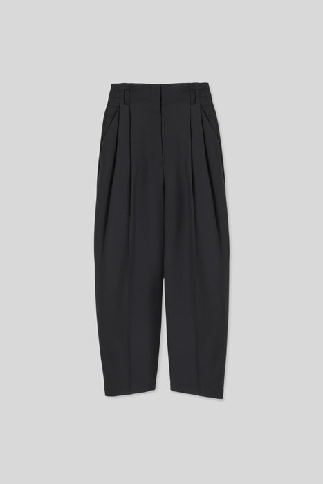 36 Wool Blend Tuck Trousers_Black