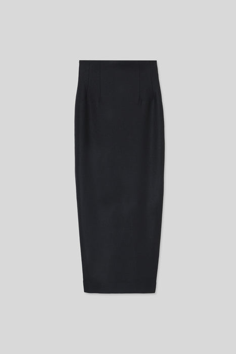 Wool Jersey Pencil Skirt_Charcoal Gray
