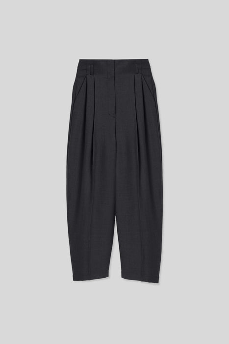 36 Wool Blend Tuck Trousers_Black