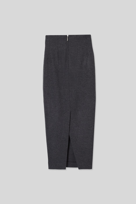 Wool Jersey Pencil Skirt_Charcoal Gray