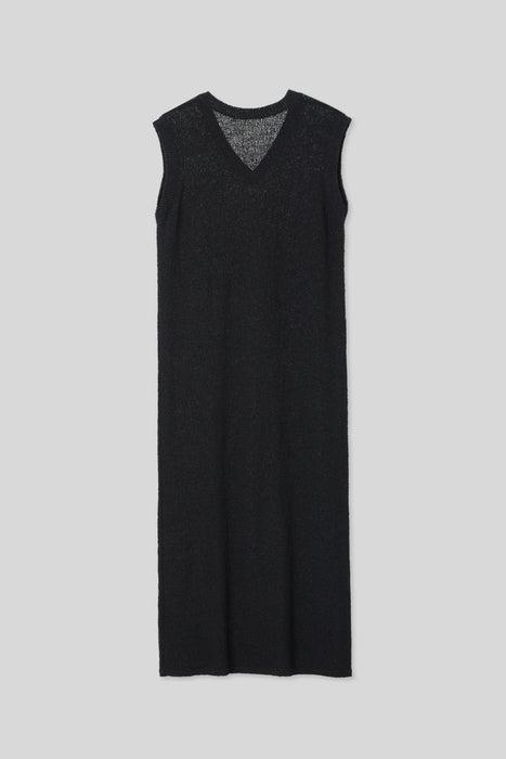 Fine merino Wool Knit Dress_Black