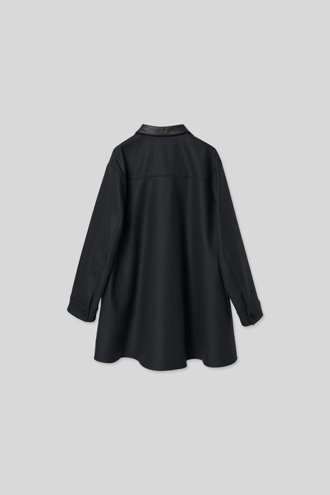 Light Wool Shirt Coat_Walnut Black