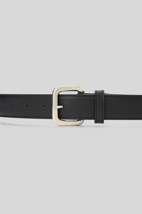 Classic Leather Belt_Silver
