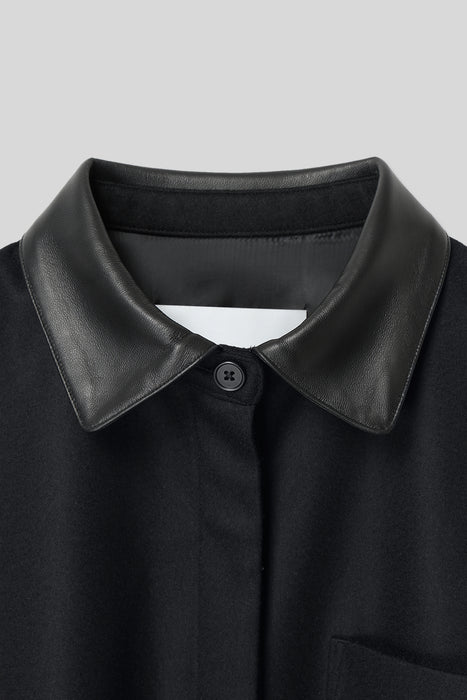 Light Wool Shirt Coat_Walnut Black
