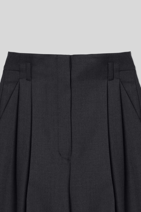 36 Wool Blend Tuck Trousers_Middle Gray