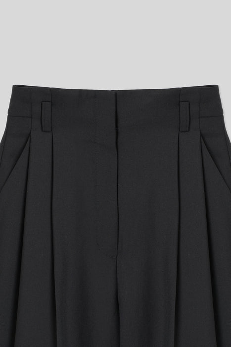 36 Wool Blend Tuck Trousers_Black