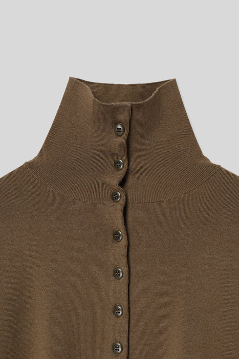 Wool Silk Cardigan_Mocha