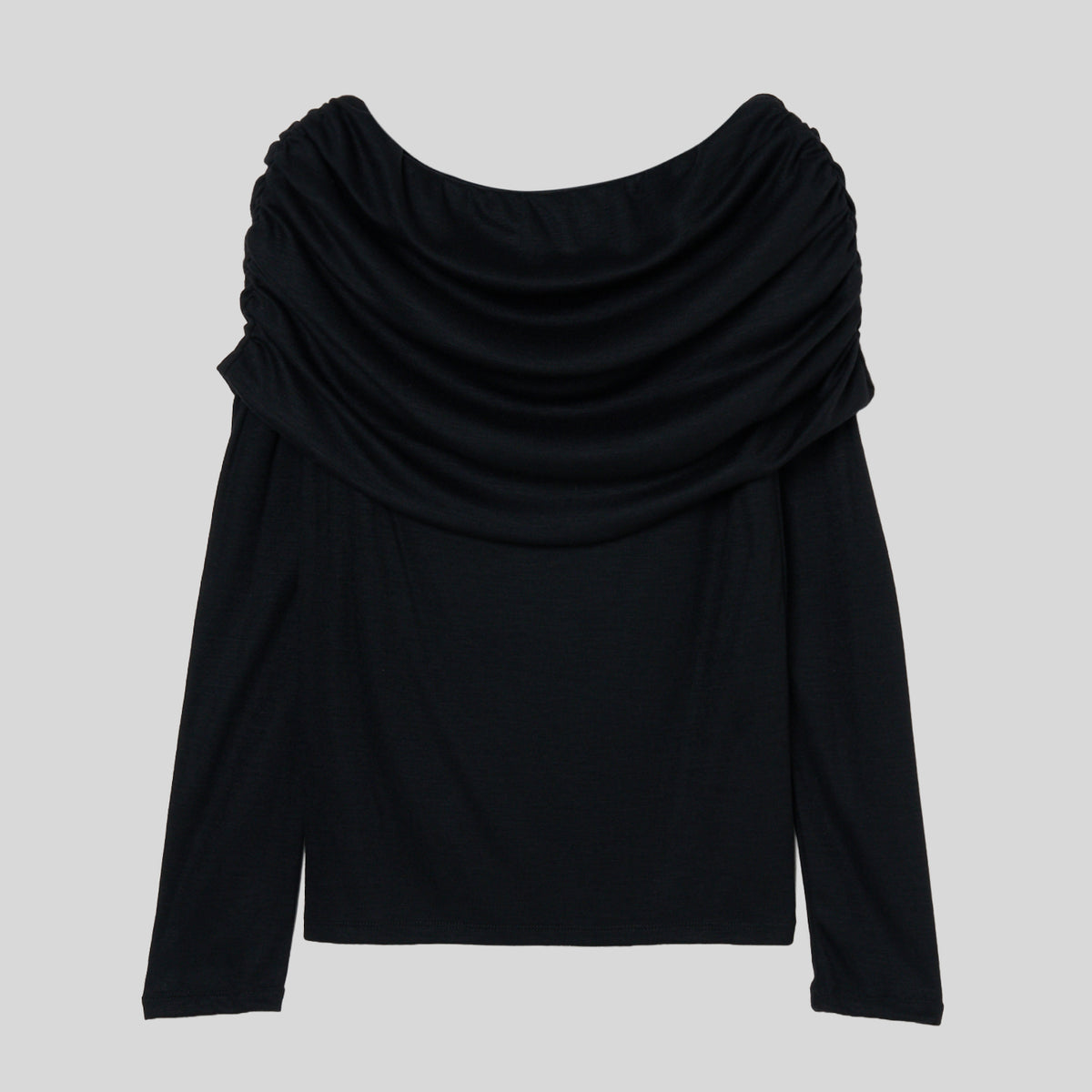 Wool Drape Open Shoulder_Black– IIROT