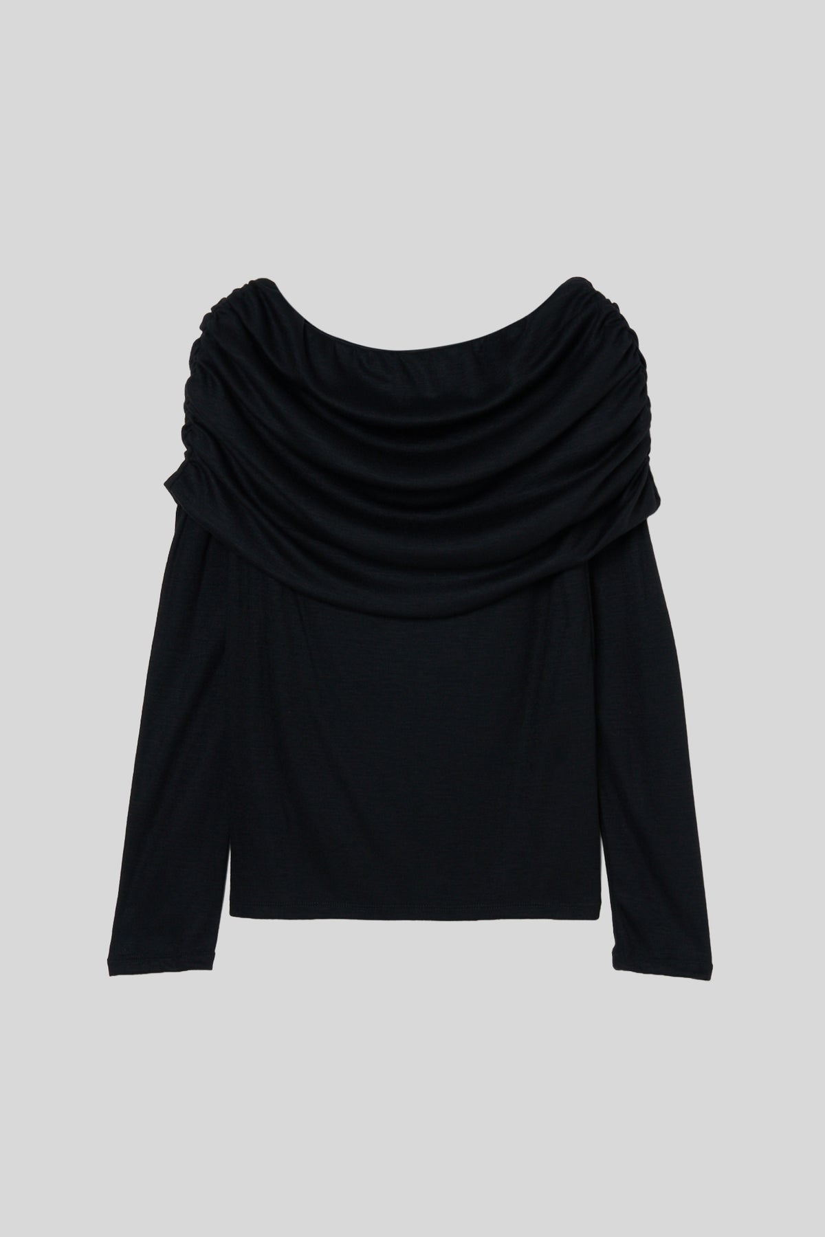 IIROT グレーニット　ウール ドレープ オープン ショルダー IIROT(イロット)｜ウール ドレープ オープン ショルダー/ミドル グレー