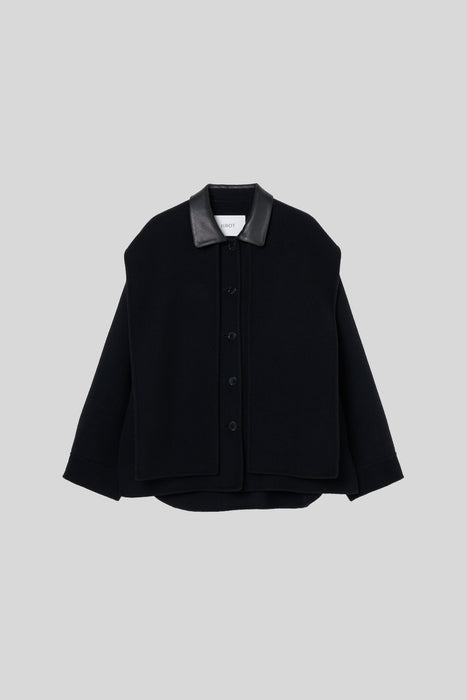 Double Cross Wool Shirt Jacket_Black