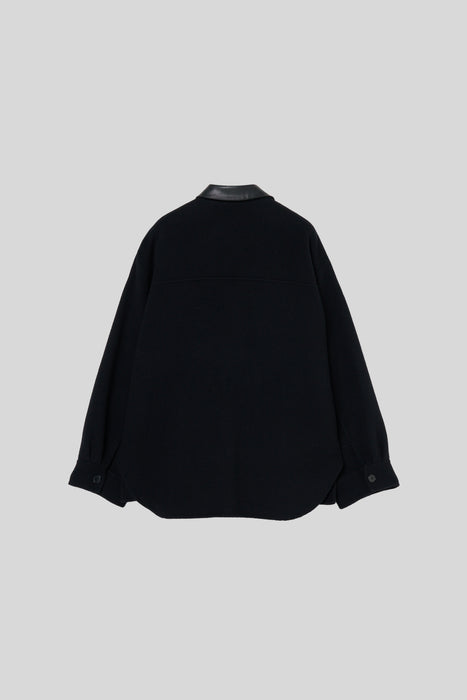 Double Cross Wool Shirt Jacket_Black