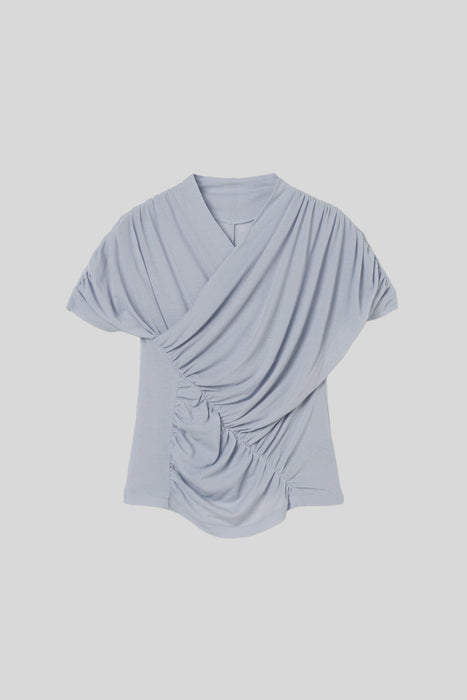 Skin Touch Shirring Tops_Pearl Gray