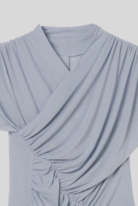 Skin Touch Shirring Tops_Cerulean Blue