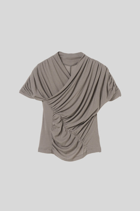 Skin Touch Shirring Tops_Pearl Gray