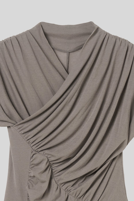 Skin Touch Shirring Tops_Pearl Gray