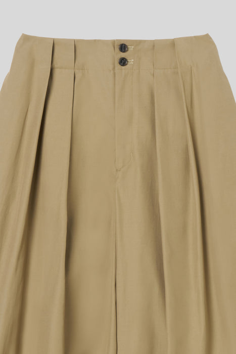 Organic Cotton Tuck Trouser_Beige