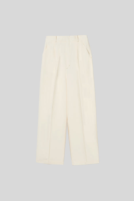 Acetate Polyester Trousers_White