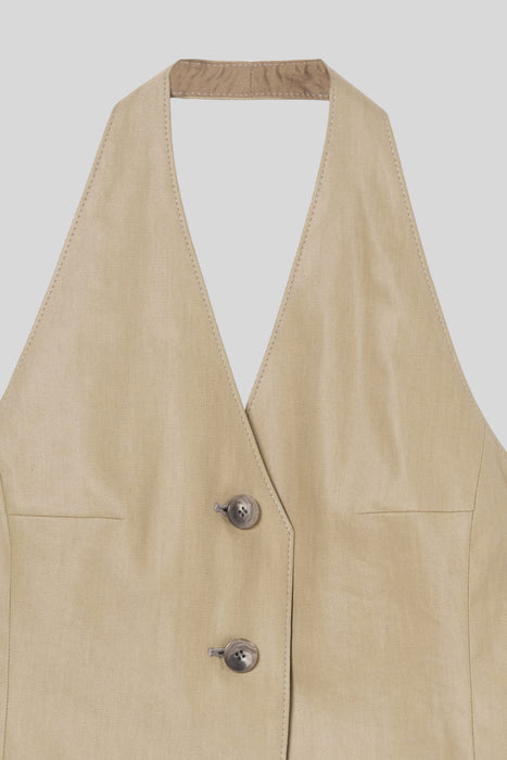 Linen Gilet_Sand Beige
