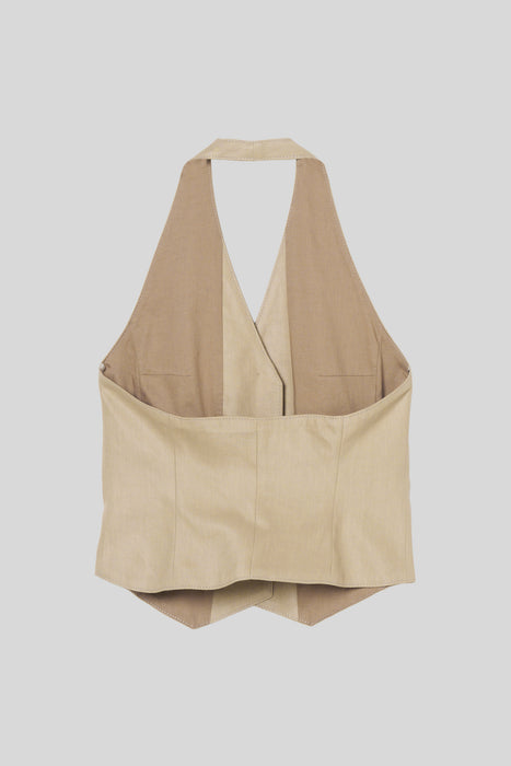 Linen Gilet_Sand Beige