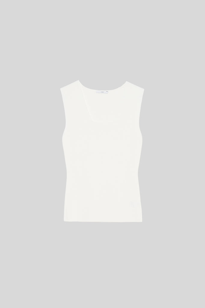 新品　IIROT スクエットネック 和紙　ホワイトタンクトップ Square Knit_White– IIROT