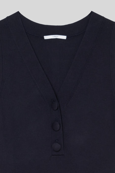 Rib Knit Bodysuit_Navy