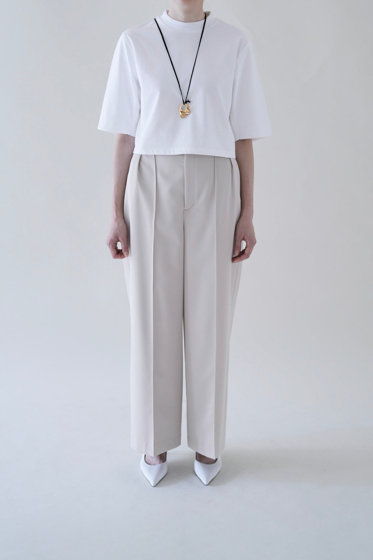 Front Tuck Wide Pants_Ivory