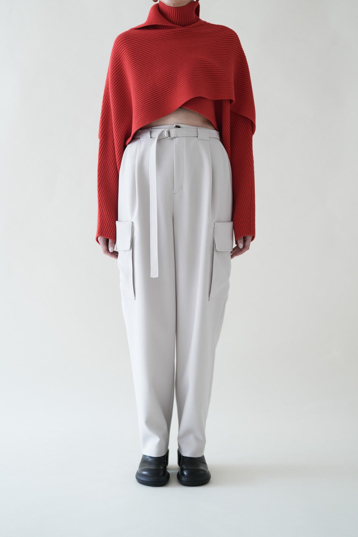 Cotton wool layered knit_Red