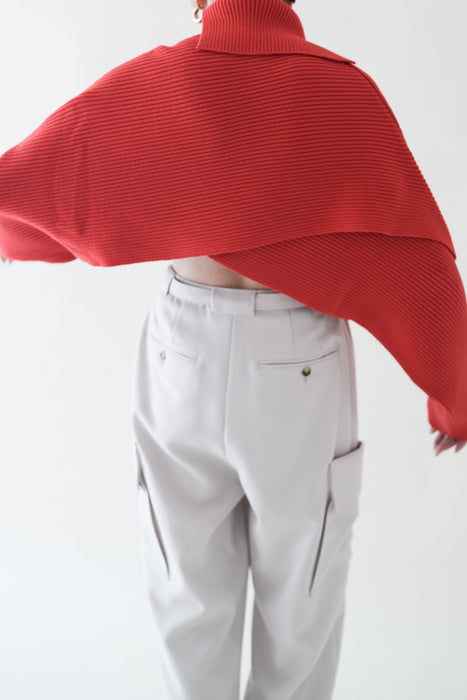 Cotton wool layered knit_Red