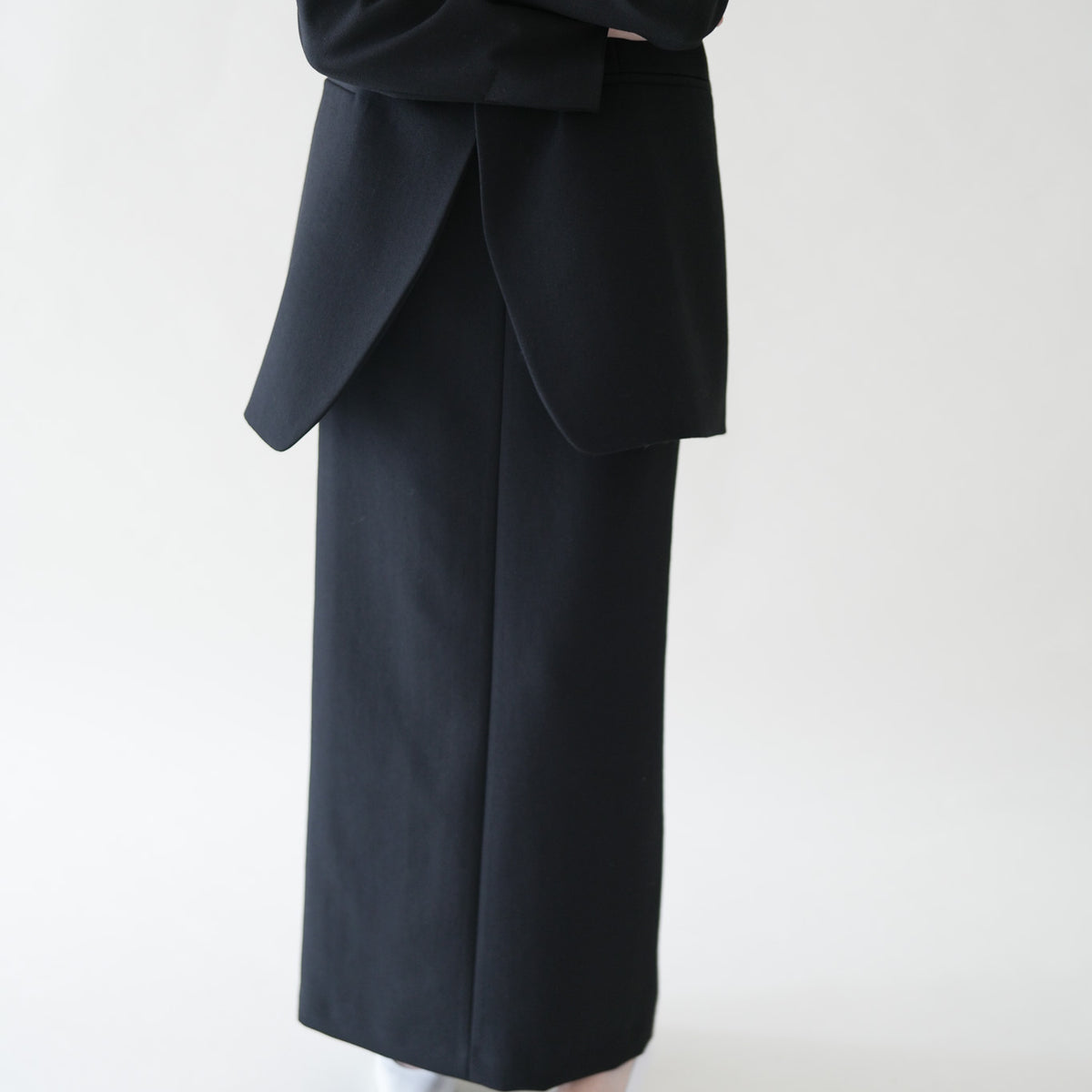 ストア限定 Super110's Wool skirt_Black
