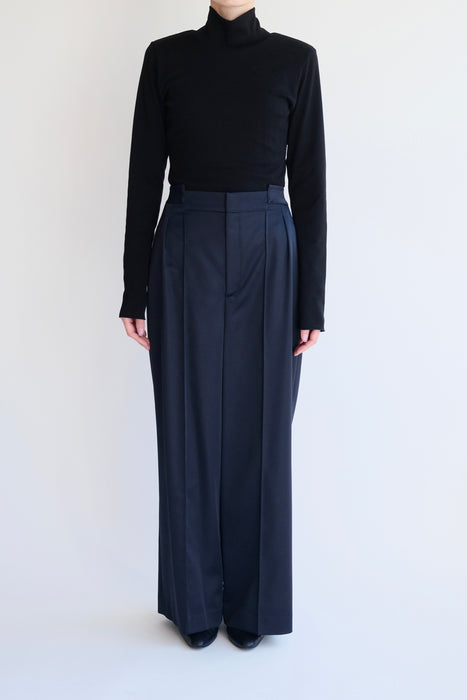 Front Tuck Wide Pants_Navy