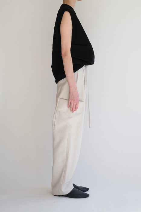 Wool like band trouser_Beige