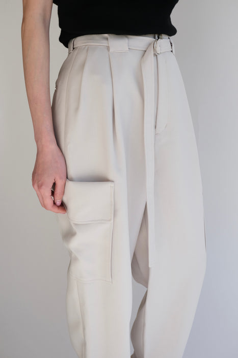 Wool like band trouser_Beige