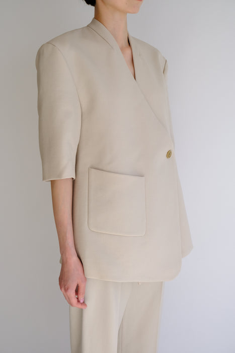 Middle Sleeve Wool Jacket_Beige