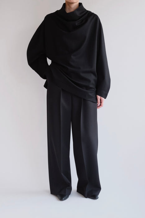 Double jersey drape pullover_Black