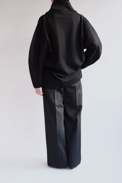 Double jersey drape pullover_Black