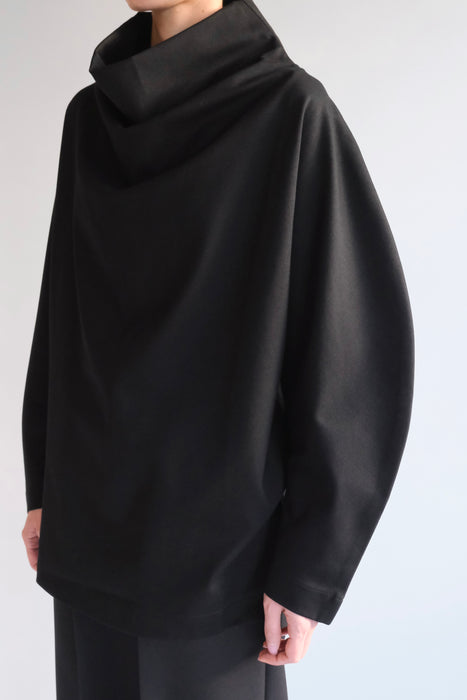 Double jersey drape pullover_Black