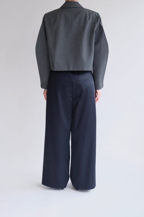 Cropped Over Size Jacket_Melange Gray