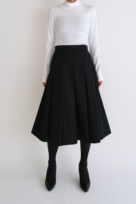 Wool Pleats Skirt_Black