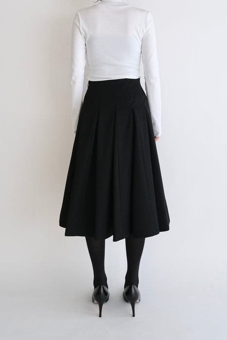 Wool Pleats Skirt_Black