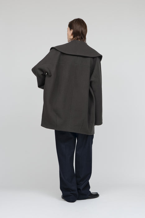 Melton cocoon coat