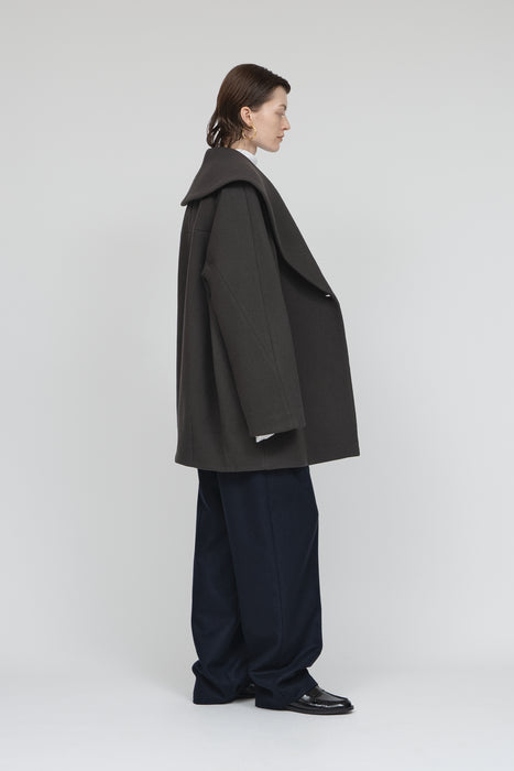 Melton cocoon coat