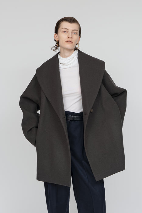 Melton cocoon coat