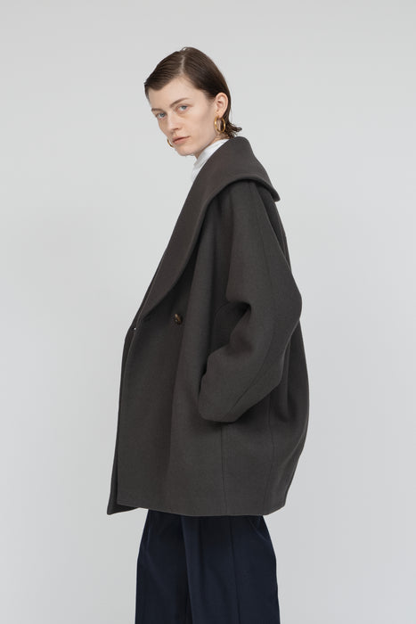 Melton cocoon coat