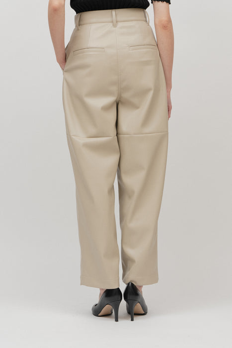 Synthetic leather Tapered pant_Beige