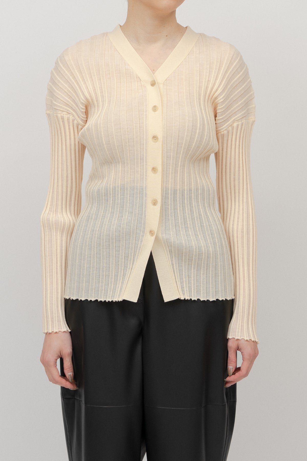 【極美品】IIROT Dry Rib Knit Cardigan Dry Rib Knit Cardigan_Cream– IIROT