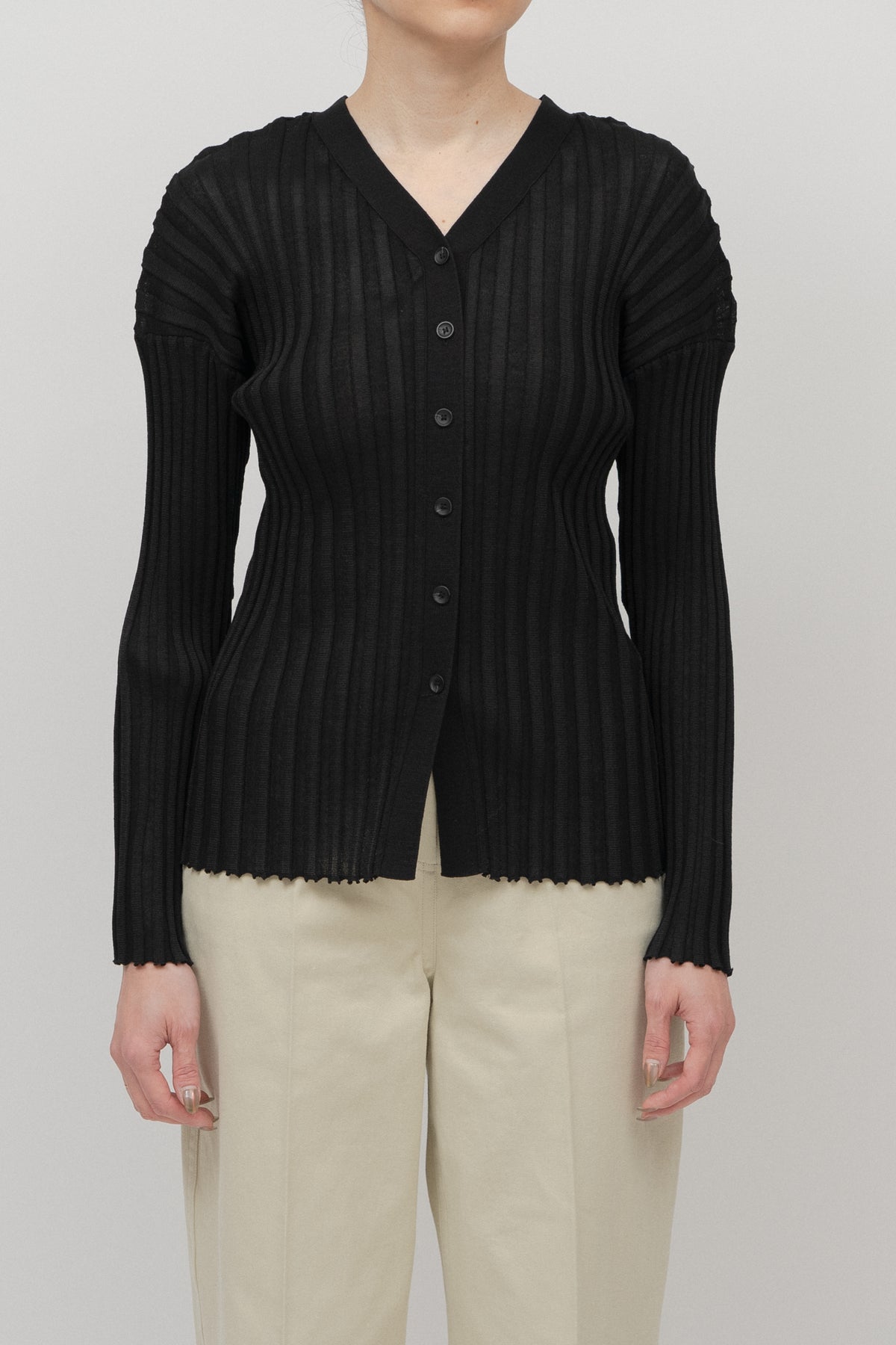 Dry Rib Knit Cardigan_Black