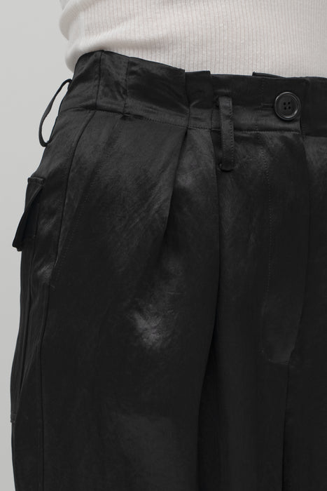 Heavy satin trousers_Black