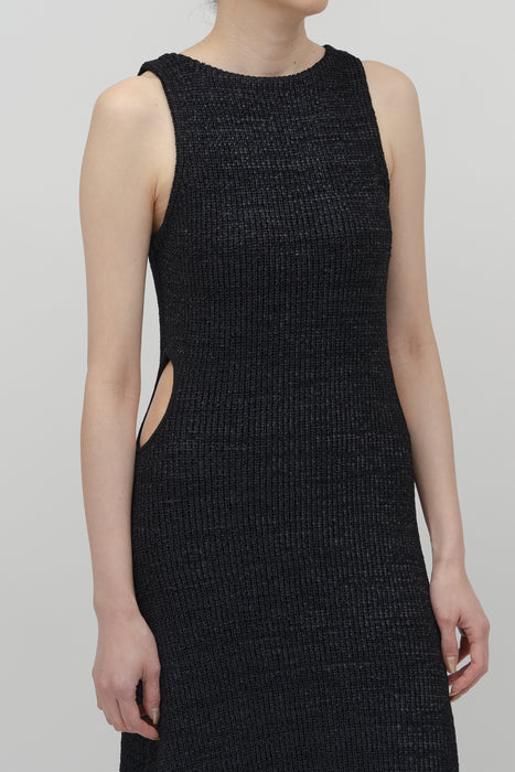 Bright nylon Cutout Knit Dress_Black